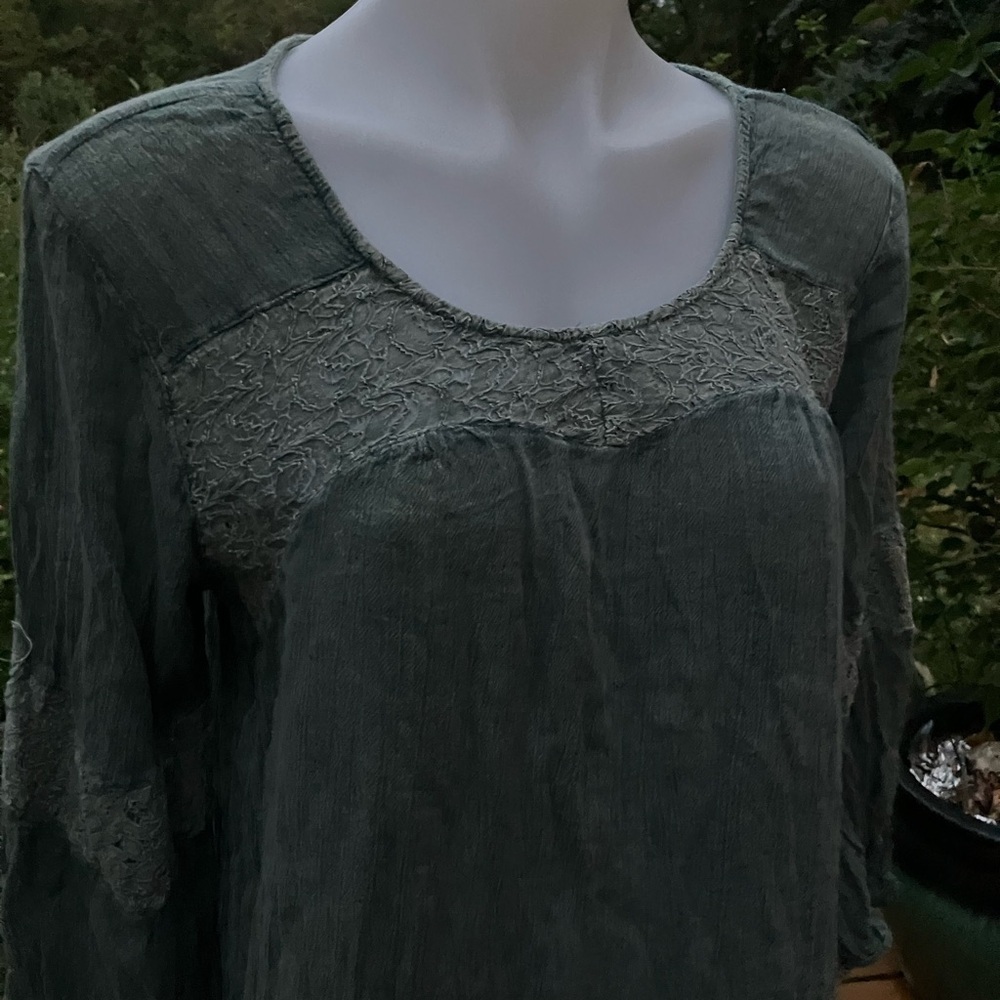 Eden & Olivia Greenish blueish  Lace Blouse fairy core L